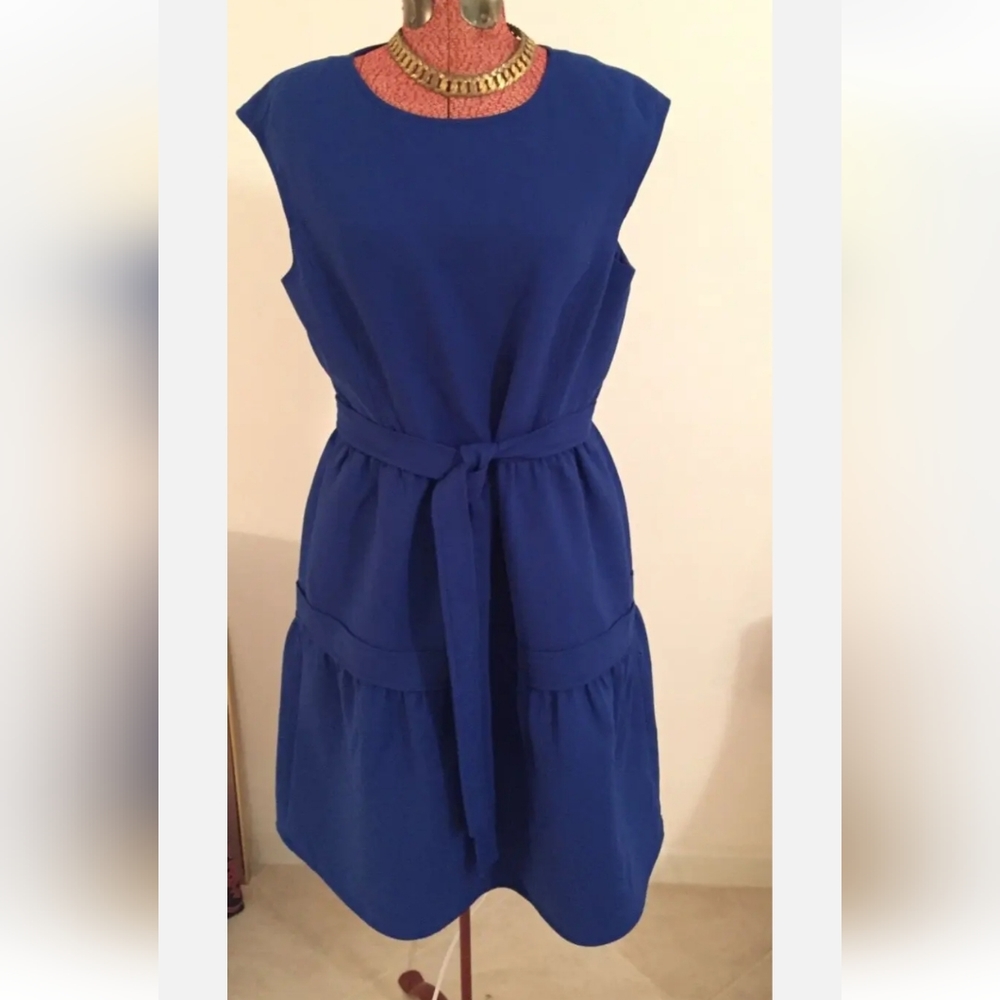 Tory Burch-Royal Blue cap sleeve dress-w/ belt tie-Size 10